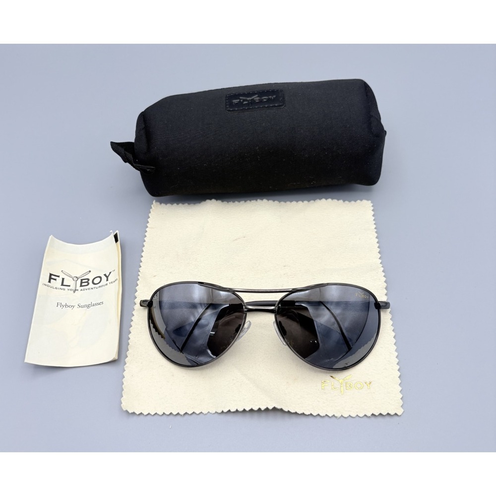 Stauer Flyboy-Black UV protection Enhanced‎ Acuity Sunglasses w/Soft Case